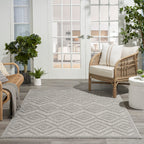 Nourison Versatile Indoor/Outdoor Silver Grey 4' X 6' Area Rug, Easy Cleaning, Non Shedding, Bed Room, Living Room, Dining Room, Deck, Backyard, Patio, High Traffic Area (4X6)