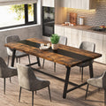 Tribesigns Dining Table for 8 People, 70.87-inch Rectangular Wood Kitchen Table with Strong Metal Frame, Industrial Large Long D
