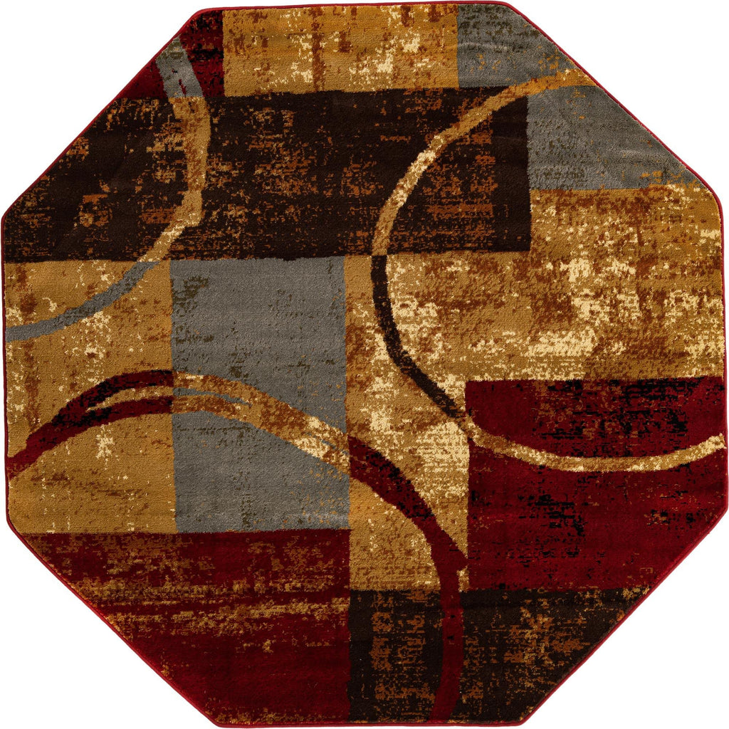 Unique Loom Barista Collection Area Rug - Kouillou (6' 1'' Octagon, Multi/Brown)