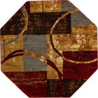 Unique Loom Barista Collection Area Rug - Kouillou (6' 1'' Octagon, Multi/Brown)