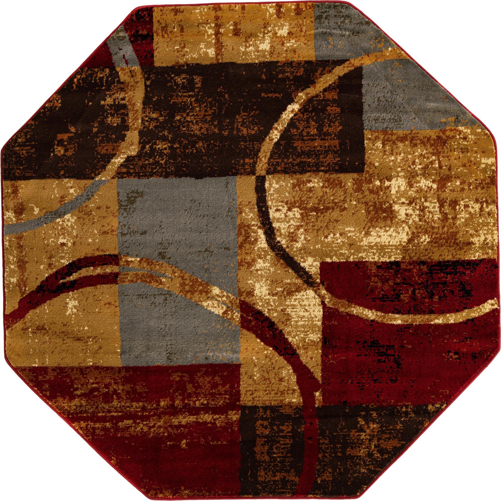 Unique Loom Barista Collection Area Rug - Kouillou (6' 1'' Octagon, Multi/Brown)