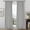 Grey Black Out Curtains 92 Inch Long for Living Room, Pinch Pleated Flax Linen Modern Insulated Drapes with Hooks Bedroom Curtai