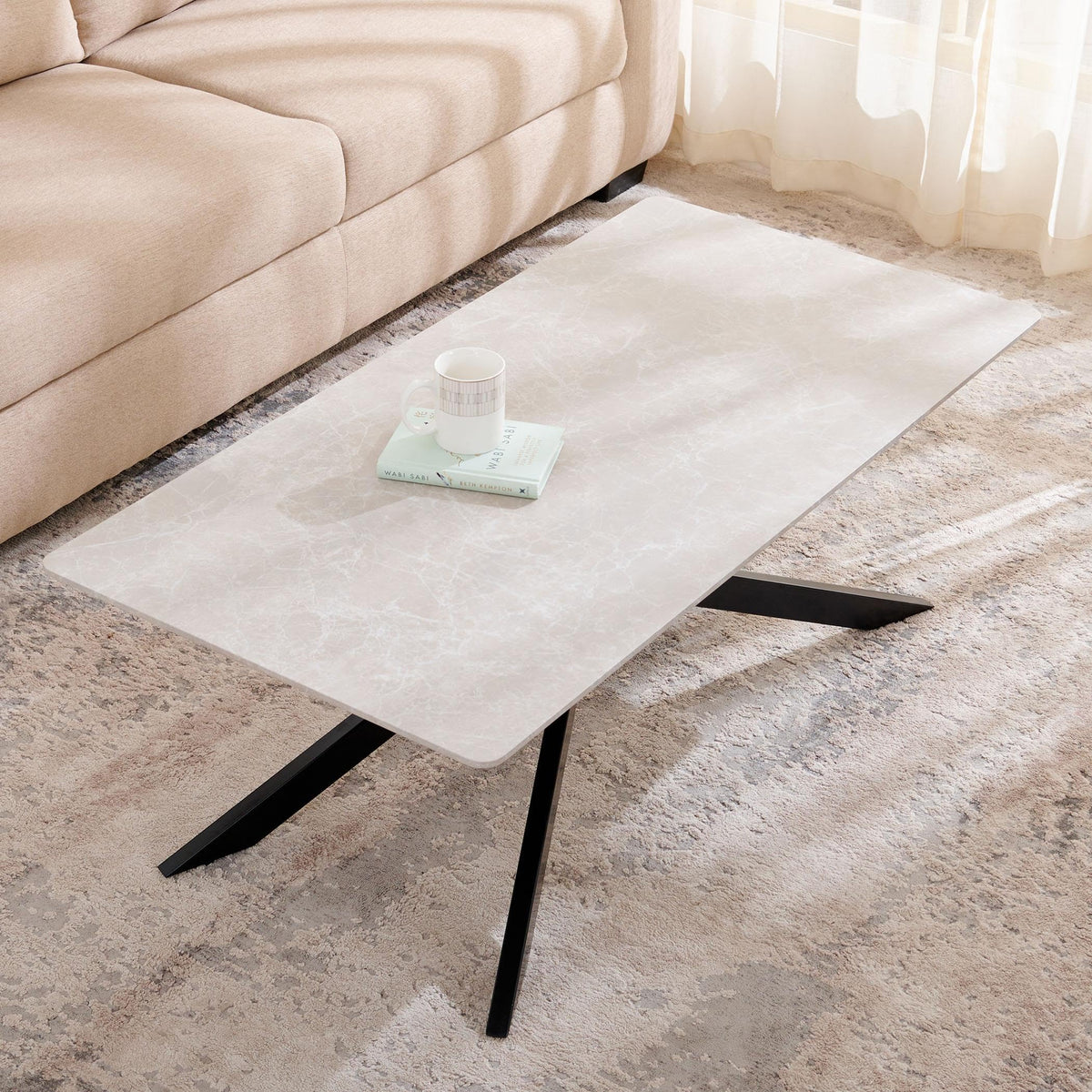 Home Centre | Voxen Coffee Table | Center Table For Living Room | Engineered Wood | Beige | 1 Year Warranty