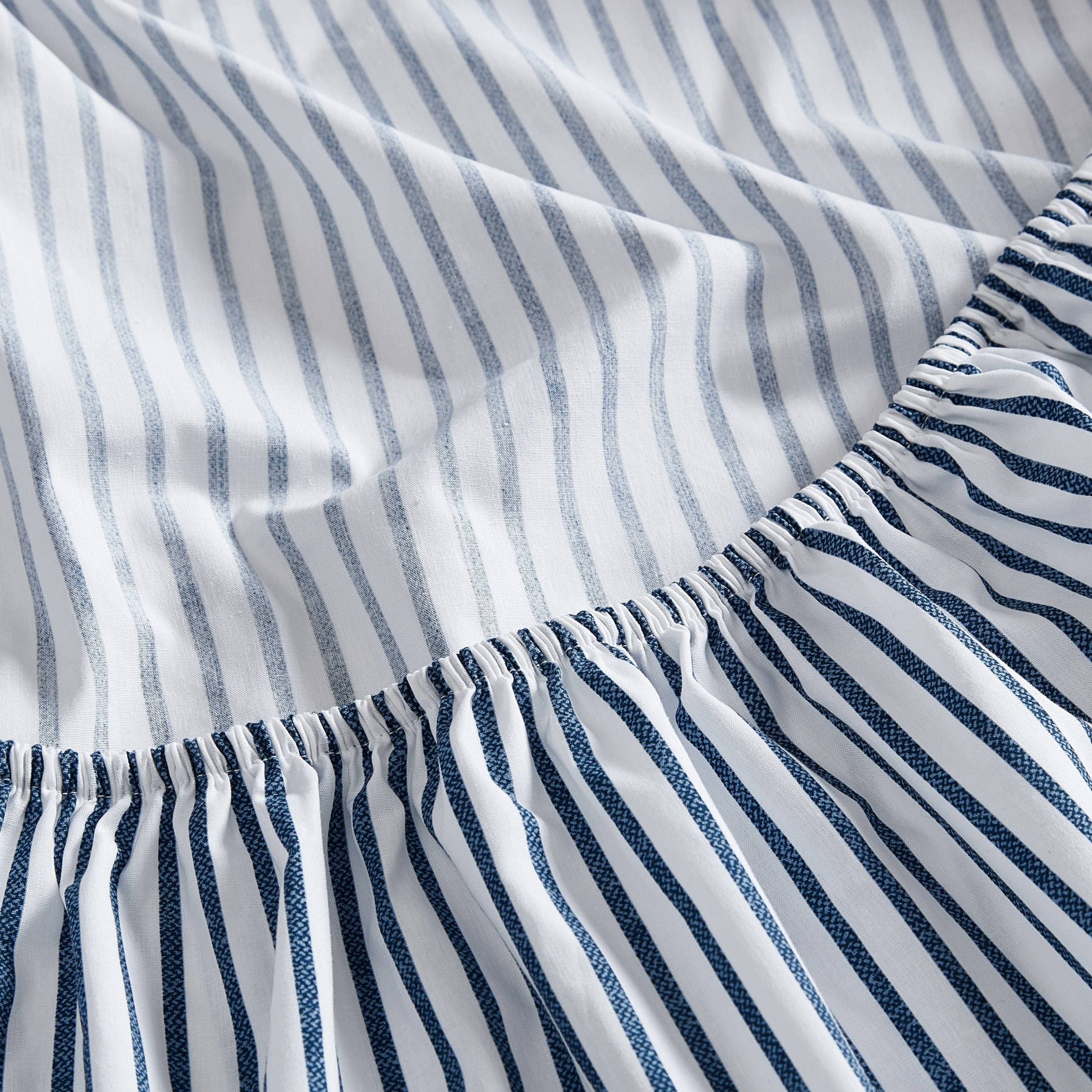Nautica- Queen Sheet Set, Cotton Percale Bedding Set, Crisp & Cool, Lightweight & Breathable (Harmead Navy, Queen)
