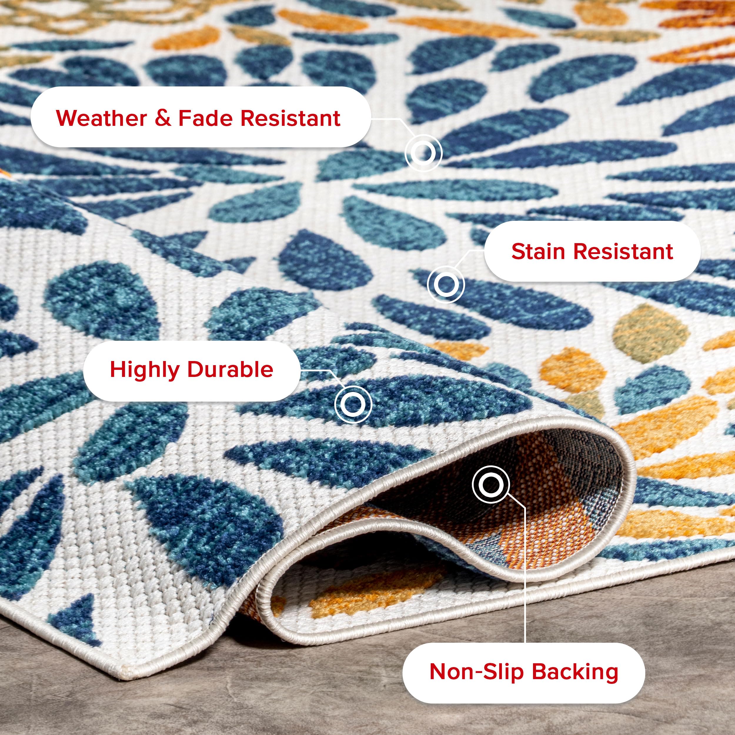 Nuloom Monique Floral Indoor/Outdoor Area Rug, 4' X 6', Multi Color, Rectangular, 0.4' Thick