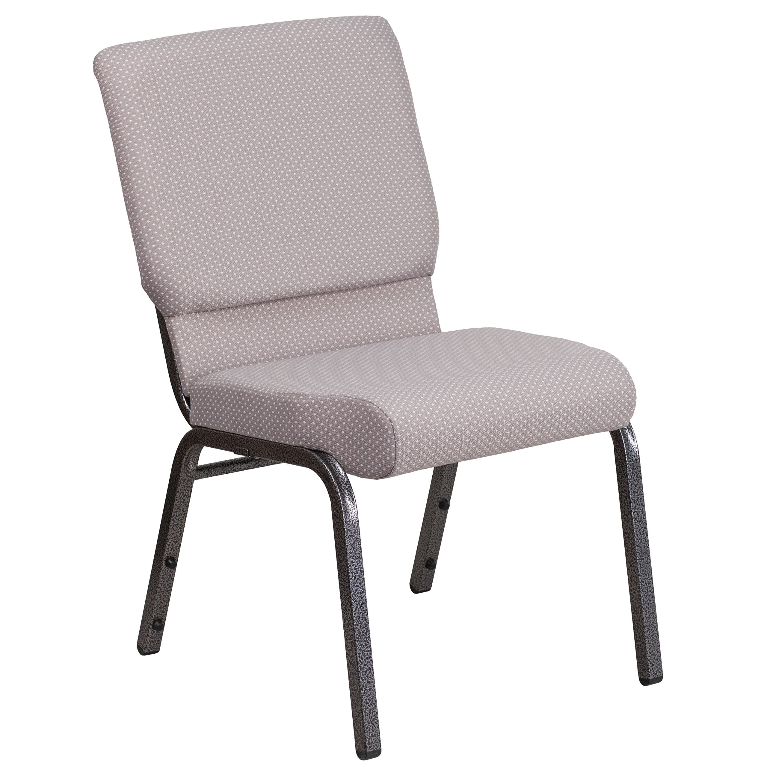 4 Pk. 18.5W Gray Dot Fabric Stacking Church Chair - Silver Vein Frame