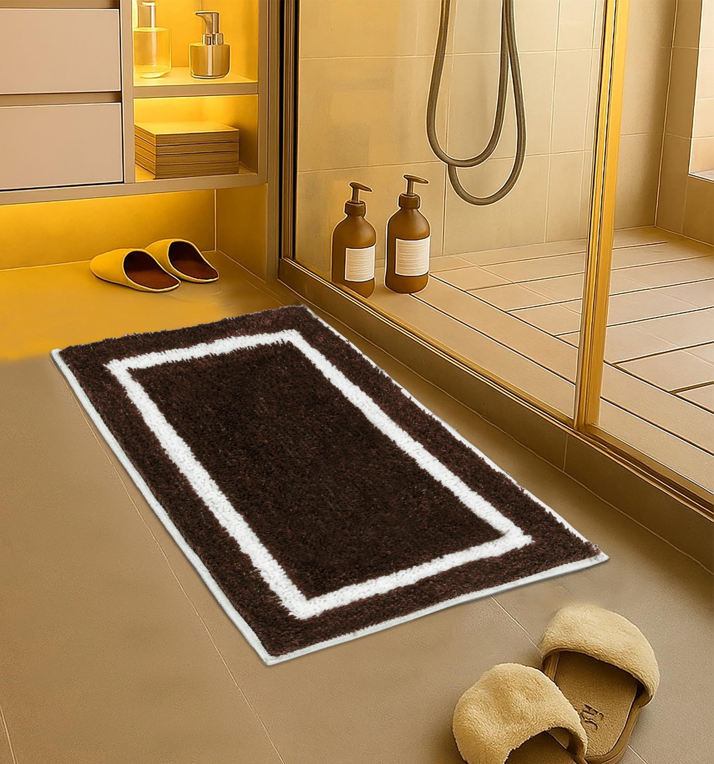 LAHOME Bathroom Mat Anti Slip Bathmat Water Soak Floor Rug Non Slip Cotton Bath Mat 40x60 Cm, Grey
