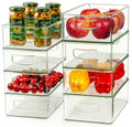 Hudgan Set Of 8 Stackable Organizer Bins, Straight Sides Plastic Storage Containers for Pantry Organization and Kitchen Storage 
