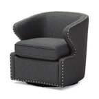 Baxton Studio Finley Mid Century Modern Fabric Upholstered Swivel Armchair, Grey
