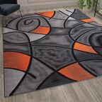 Flash Furniture Jubilee Collection Abstract Area Rug - Colorfast Orange Olefin Rug - 8' X 10' Area Rug - Jute Backing - Living Room, Bedroom, & Family Room