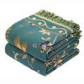 VANJOROY Boho 100% Organic Cotton Large Throw Blanket Ultra Soft Breathable Floral Bird Blanket for Bed Sofa Couch Chair Bedspre