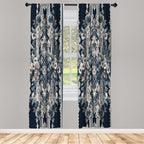 Ambesonne Victorian Curtains, Cold Tone Lace Pattern With Floral Curlicue Leaves Baroque Tile Art, Window Treatments 2 Panel Set