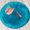 TENNOLA 2ft Small Round Blue Rug,Thick Furry Fluffy Carpet for Teen,Sheepskin Fur Shaggy Circular Rug for Indoor Bedroom Room Li