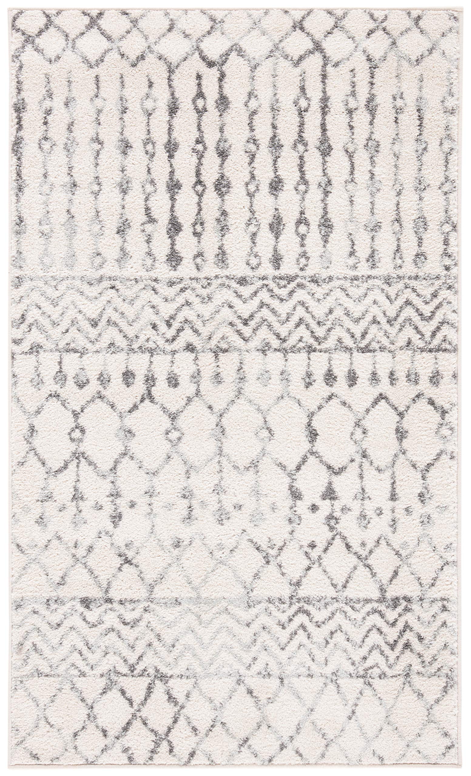SAFAVIEH Tulum Collection Accent Rug - 2 x 3, Ivory & Grey, Moroccan Boho Distressed Design, Non-Shedding & Easy Care, Ideal f