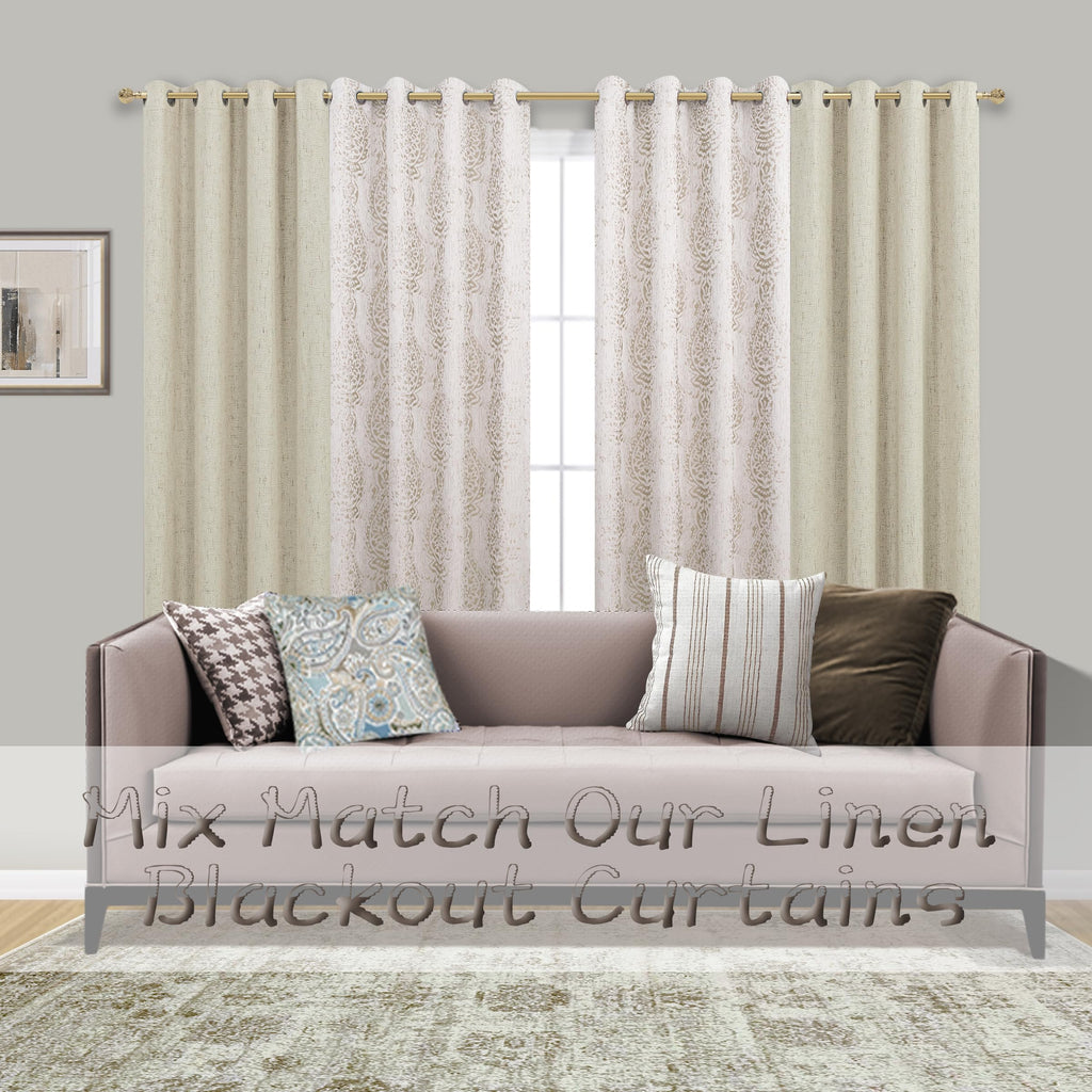 Mrs.Naturall Tan Paisley Curtains For Bedroom 96 Length 50% Blackout Boho Print Bas Relief Extra Long Tufted Curtains For Living Room,52X96 Inches Long