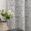 Mrs.Naturall Textured Curtains 96 Inches Long For Living Room Matching Area Rugs Set Grey Floral Pattern Floor Length European Embroidery Curtains For Bedroom Sliding Patio Door 2 Panels,Light Gray