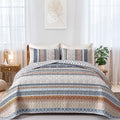 Wongs Bedding Boho Quilt Set Twin Size, Yellow Bohemian 2 Pieces Fall Quilt Sets, Blue Lightweight Summer Bedspread Coverlet Bed