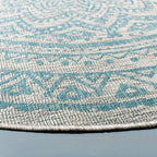 Safavieh Courtyard Collection 9' Round Light Grey / Aqua Cy8734 Indoor/ Outdoor Waterproof Easy Cleaning Patio Backyard Mudroom Area Rug
