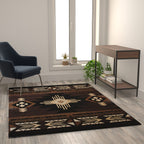 Flash Furniture Mohave Traditional Southwestern Style Area Rug - Rustic Chocolate Accent Rug - 5' X 7' - Olefin Fibers With Jute Backing