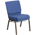 4 Pk. HERCULES Series 21 Extra Wide Black Dot Patterned Fabric Church Chair with 4 Thick Seat, Communion Cup Book Rack - Gol