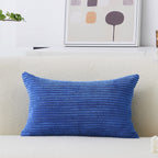 Home Brilliant Pillow Cover 12 X 20 Blue Decorative Pillows Plush Velvet Corduroy Striped Pillow Cases Pillow Cover For Chair Of