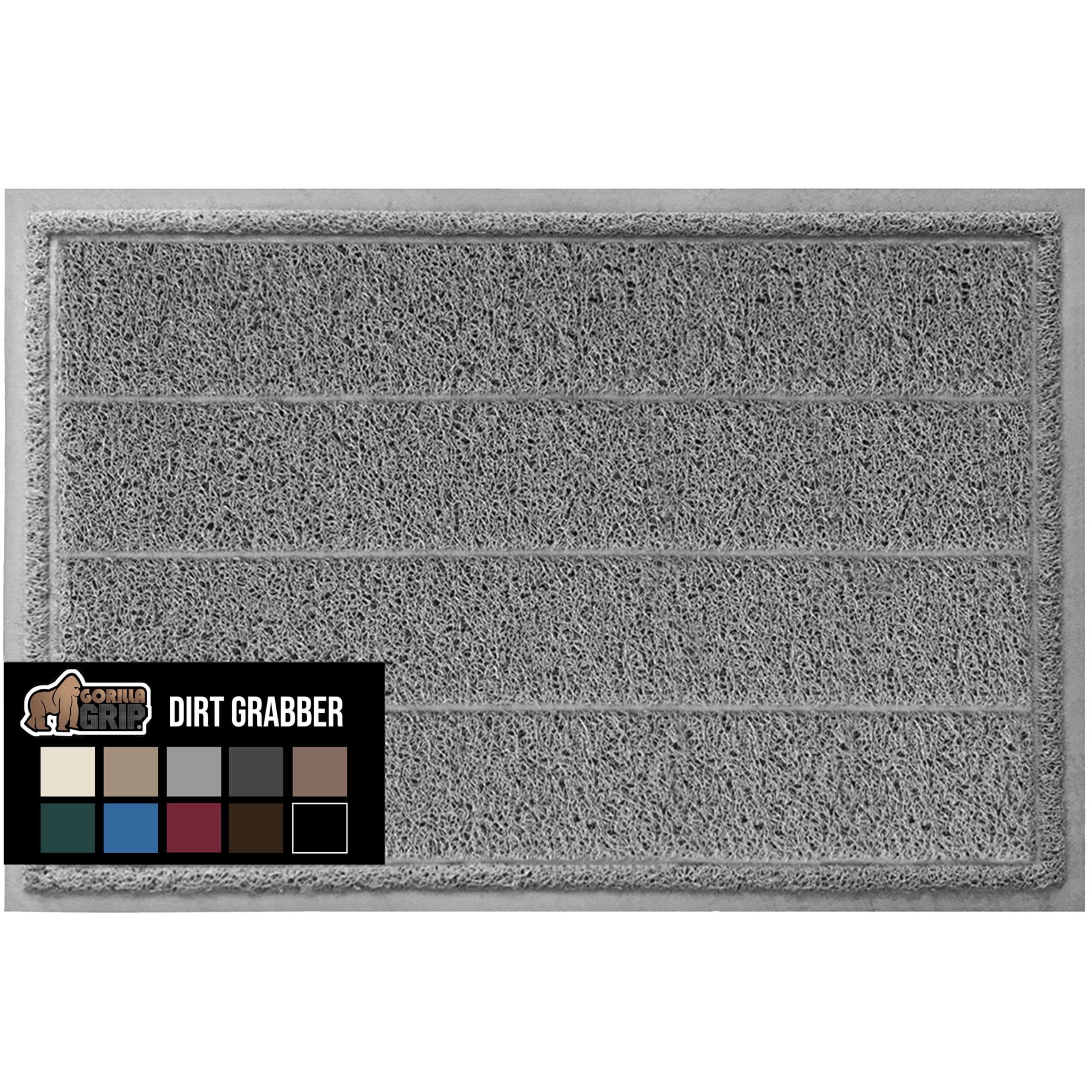 Gorilla Grip Dirt Grabber Mesh Door Mat, Low-Profile, Stain And Fade Resistant Heavy Duty Quick Dry Striped Doormat, Mats For Indoor Or Outdoor Entry, Shoe Scraper, Garage Entrance Mat, 47X35, Gray