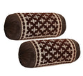 Decomizer Jacquard Geomteric Bolster Cover Set | 16X32 Inches | 200 Tc | Dewan Round Pillow Covers | Bed Side Long Pillow Case 