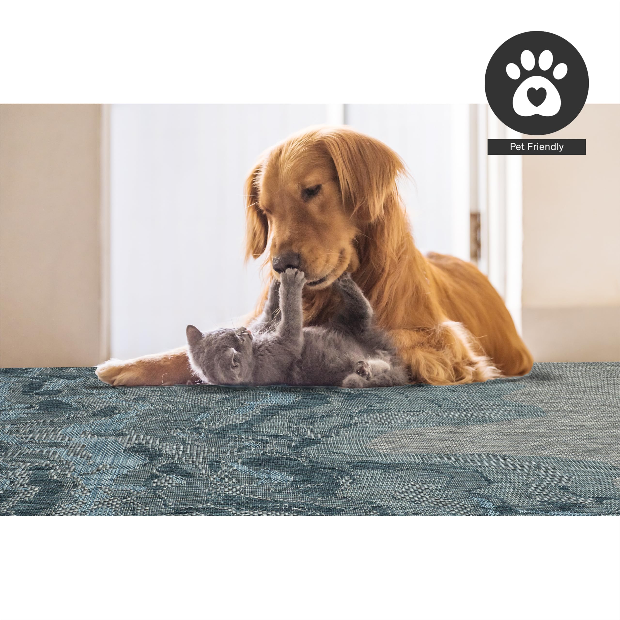 Fh Home Outdoor Rug - Waterproof Easy To Clean Stain Resistant - Patio Indoor Outdoor Porch Deck Balcony Entryway - Modern Abstr
