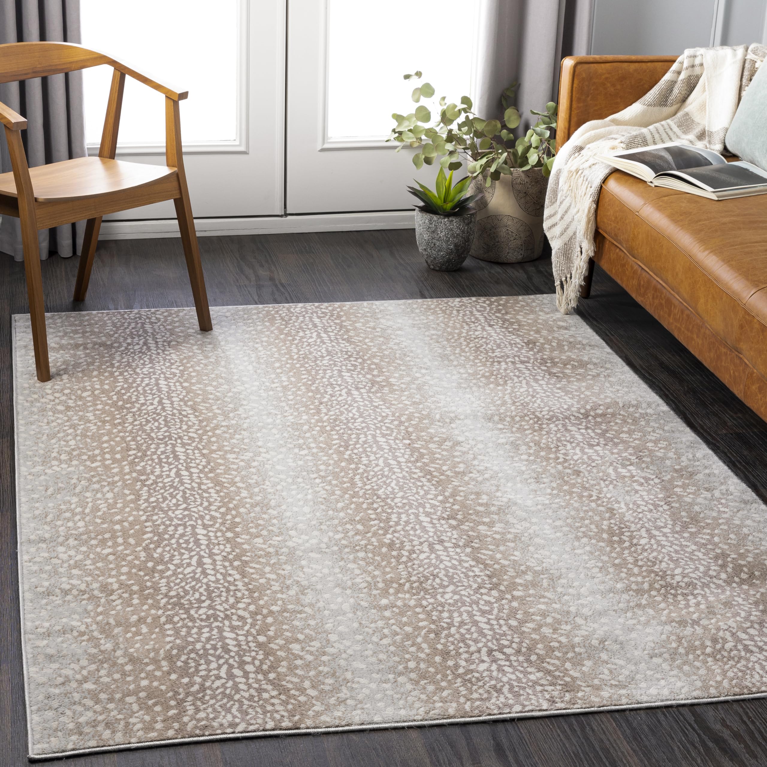 Livabliss Pablo Antelope Print Area Rug,53 x 71,Camel/Light Gray
