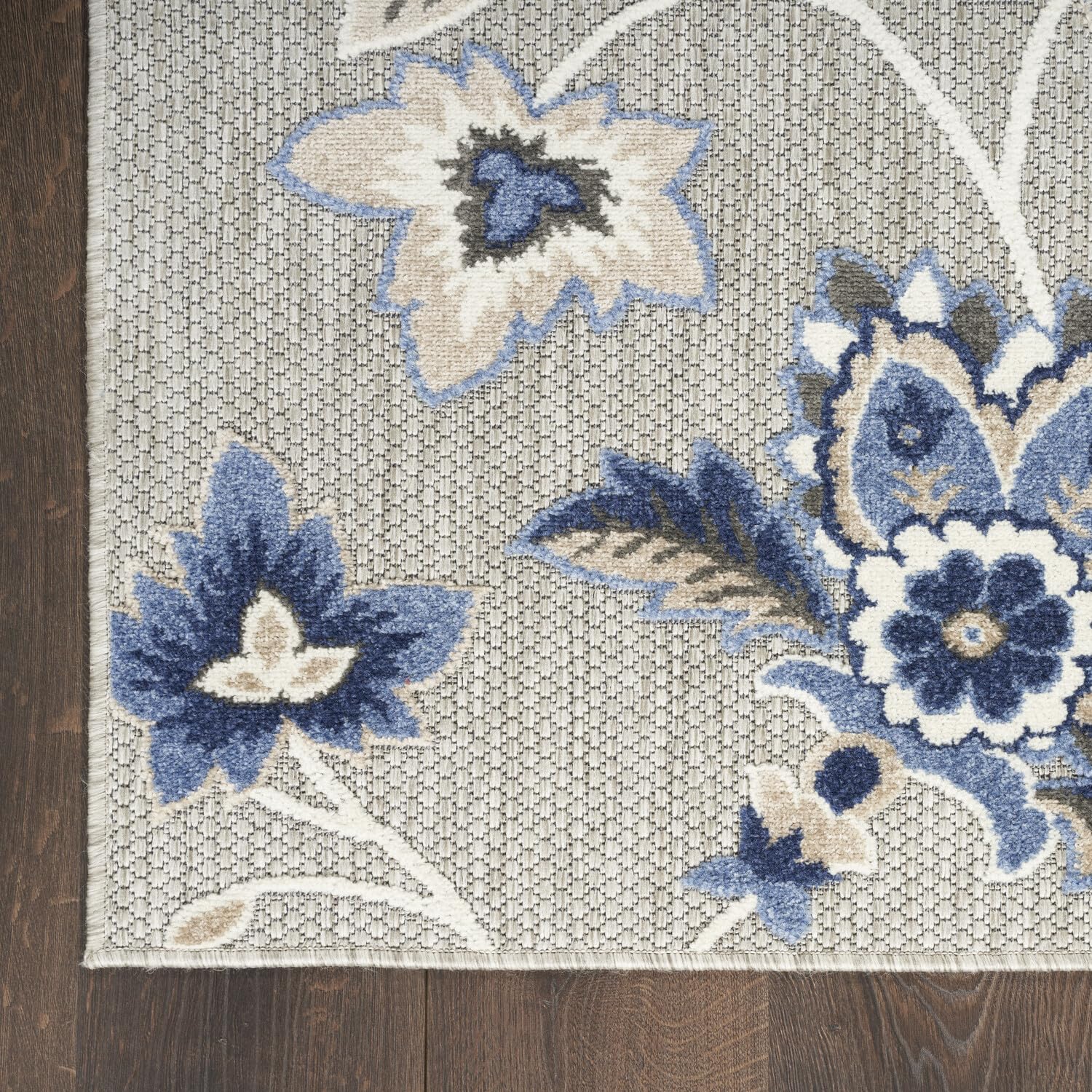 Nourison Aloha Indoor/Outdoor Modern Blue/Grey 7' X 10' Area Rug, Easy Cleaning, Non Shedding, Bed Room, Living Room, Dining Room, Kitchen (7X10)