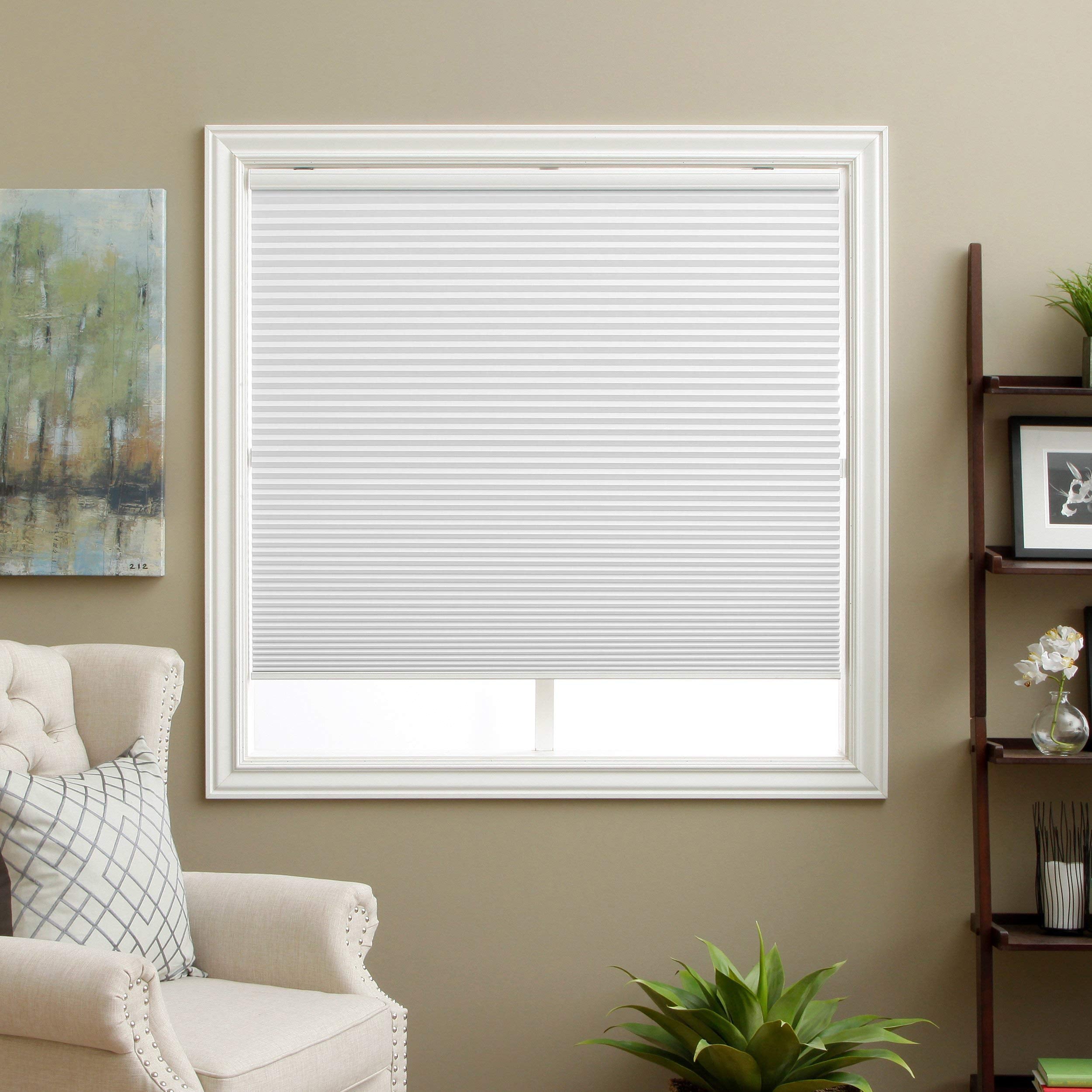 Cellular Shades Cordless Blackout Honeycomb Blinds Fabric Window Shades White(Blackout), 47'' W x 38'' H