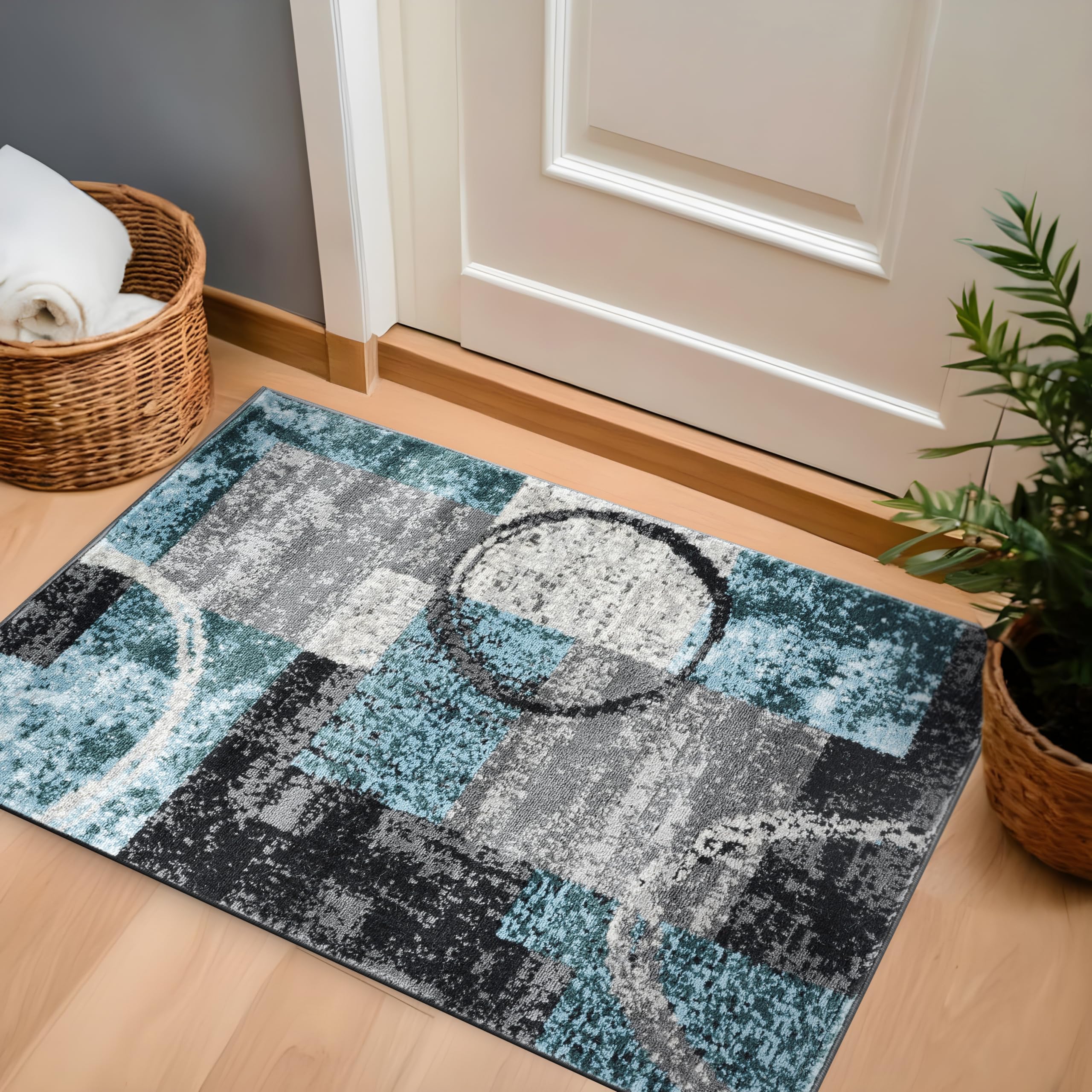 Rugshop Contemporary Abstract Circle Design Soft Area Rug 2'7'' X 4' Gray
