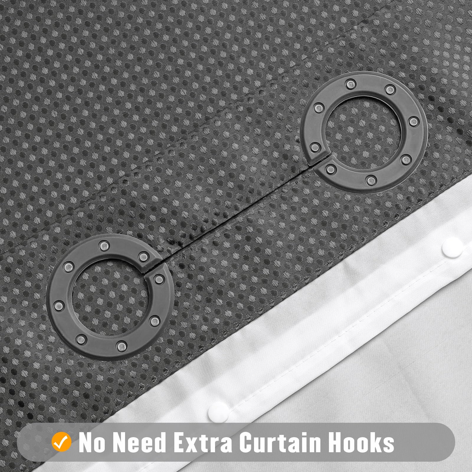 Mitovilla Grey Waffle Small Stall Shower Curtain 36 X 74, No Hooks Required Half Size Narrow Fabric Cloth Shower Curtain Set Wit