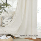 Nicetown Linen Flax Semi Sheer Curtains 72' Length, Grommet Window Treatments Privacy Added With Light Penetration Vertical Drapes For Loft/Home Office, Natural, W55 X L72, 2 Panels