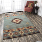 Rizzy Home Alora Decor Ryder 5' X 8' Tribal Gray Blue/Rust/Burgundy/Tan/Khaki Area Rug