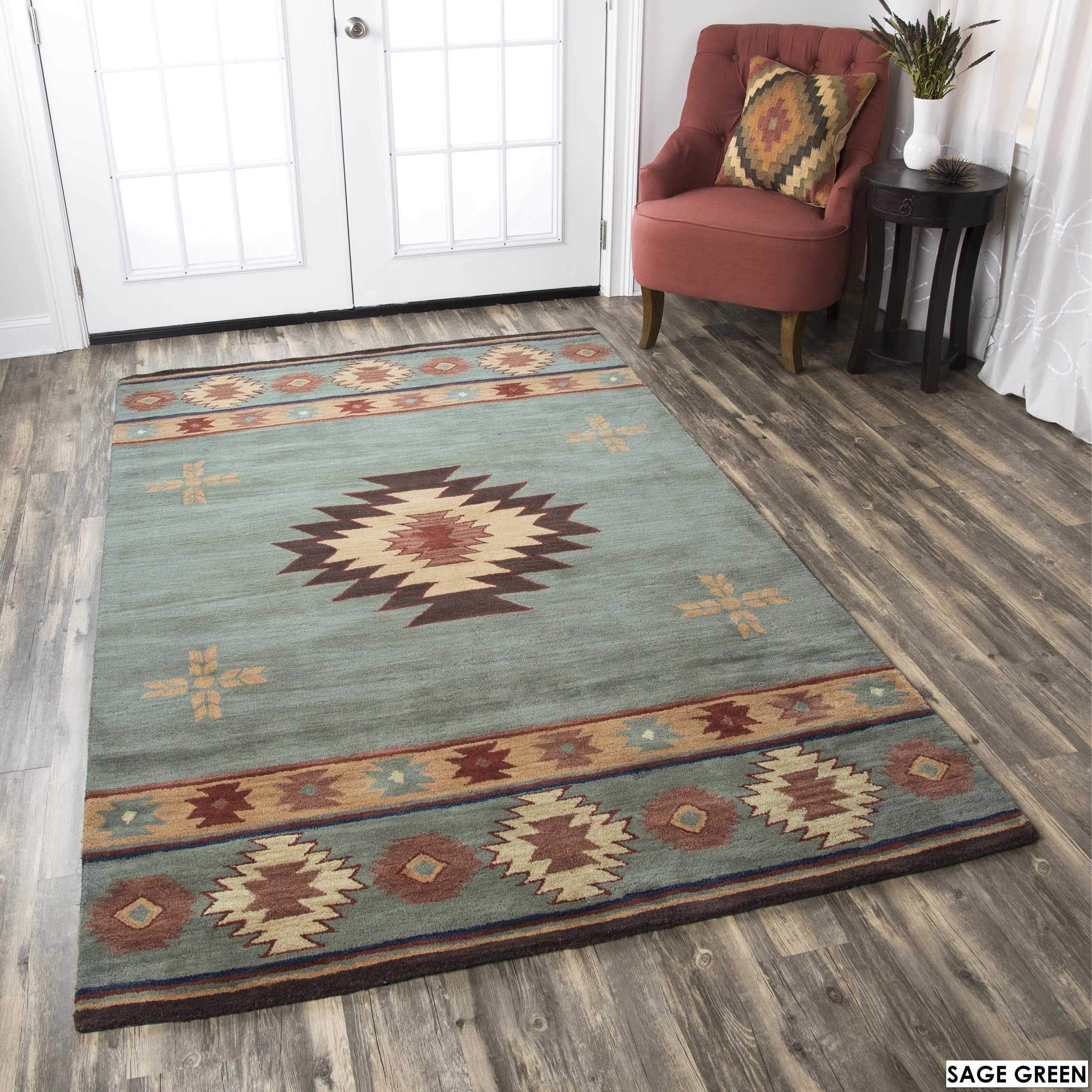 Rizzy Home Alora Decor Ryder 5' X 8' Tribal Gray Blue/Rust/Burgundy/Tan/Khaki Area Rug