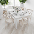 Merrick Lane Antique White Solid Wood Dining Table, Kitchen Table with Square Legs, Farmhouse Dining Table, 38 x 60, Seats 6, Ru