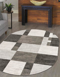 Unique Loom Autumn Collection Area Rug - Providence (5' 3'' x 8' Oval, Gray/ Ivory)