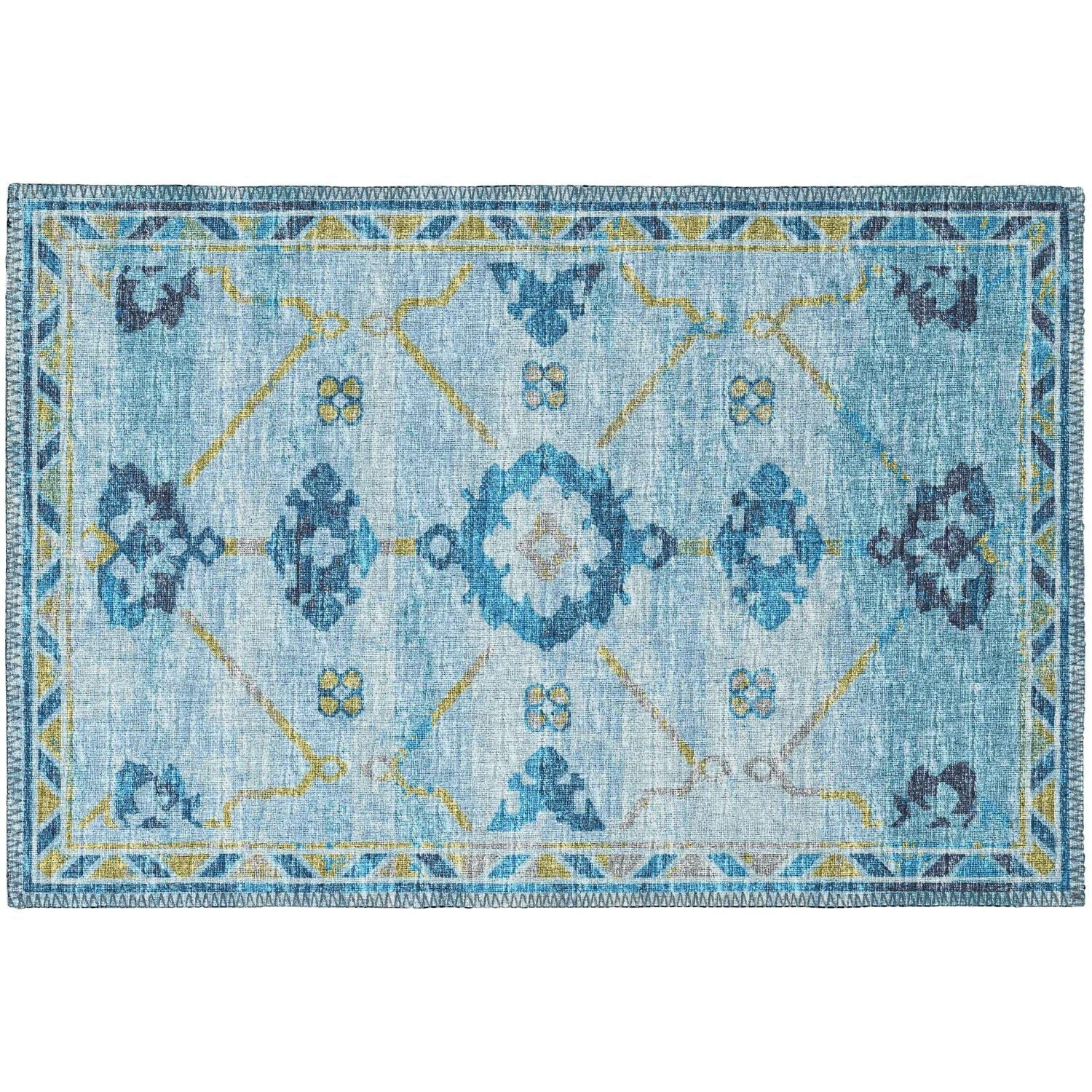 Sedona Sn16 Blue Transitional Rug Rectangle 5' X 7 ' 6"