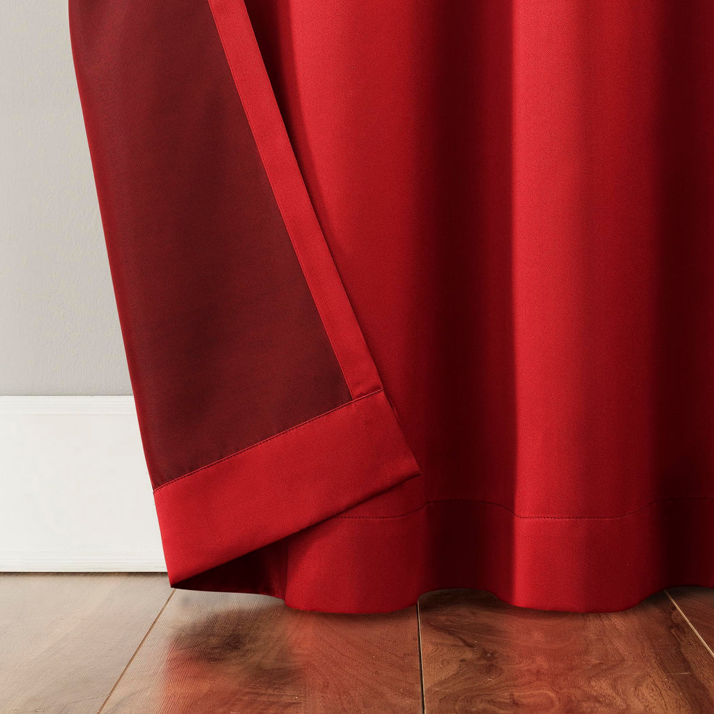 Sun Zero Barrow 2-Pack Energy Saving Grommet Curtain Panel Pair, 54'' X 63, Holiday Red