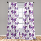 Ambesonne Butterfly Curtains, Surreal Star Patterned Background With Polygonal Butterflies Modern, Window Treatments 2 Panel Set