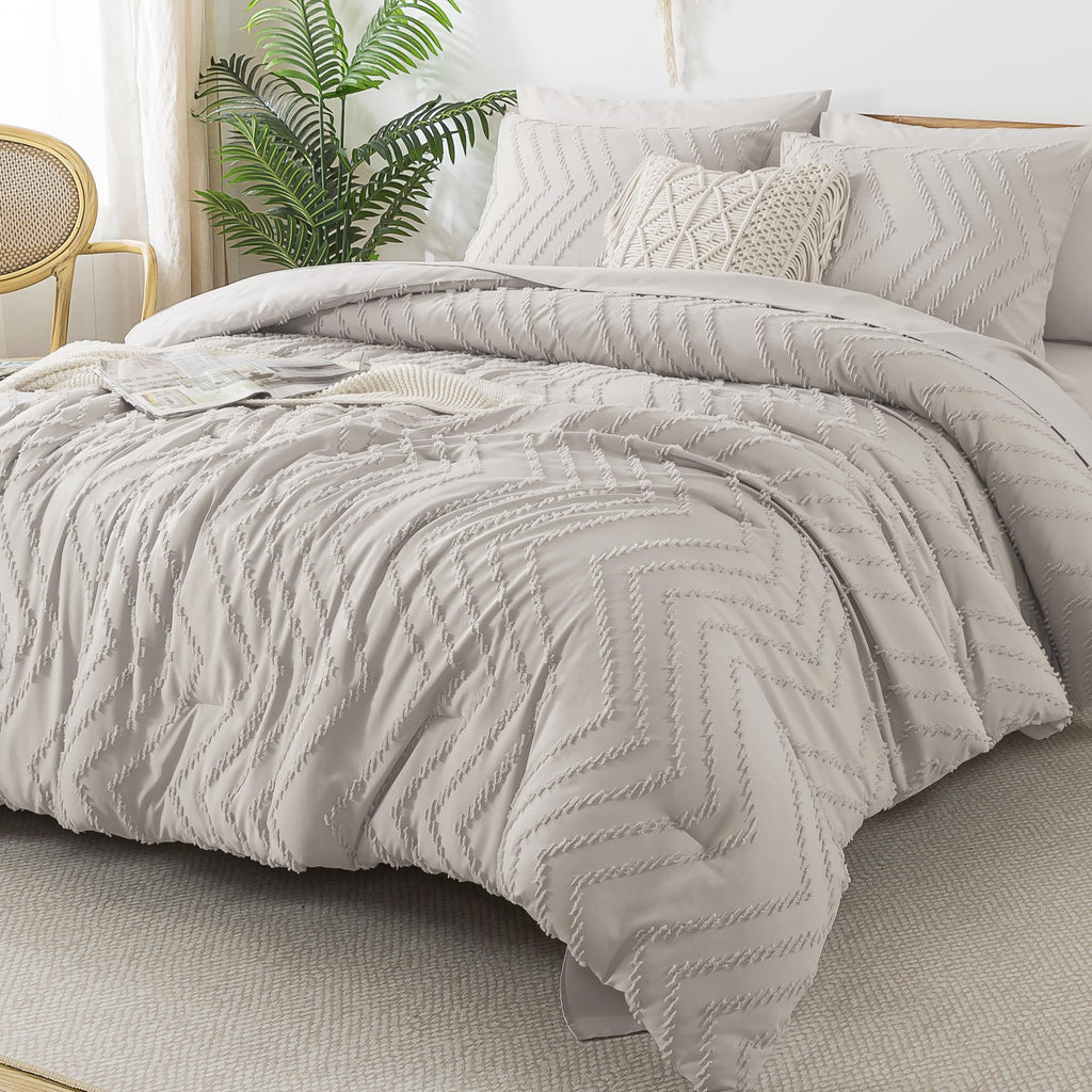 Litanika Linen Full Size Comforter Set With Sheets - 7 Pieces Bed In A Bag Full Boho Tufted Complete Beddding Sets With Comforte