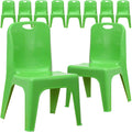 10 Pk. Green Plastic Stackable School Chair with Carrying Handle