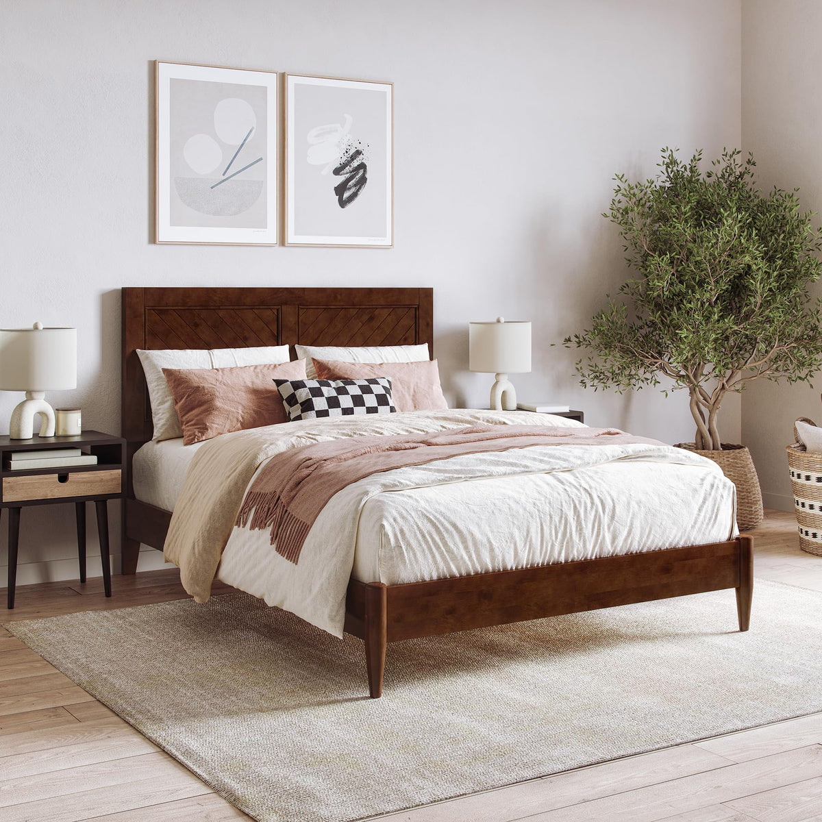 Afi, Berkshire Twin Solid Wood Low Profile Platform Bed, Walnut