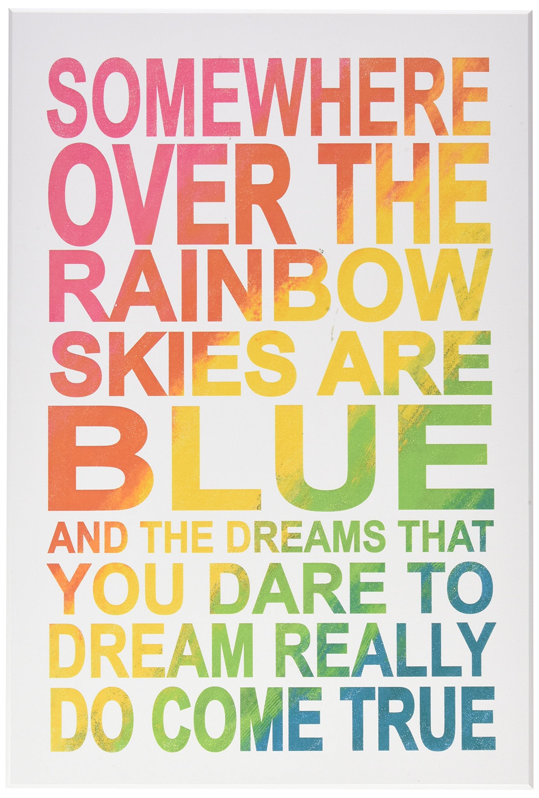 The Kids Room By Stupell Somewhere Over Rainbow Ombre Typography Wall Plaque