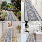 Hebe Boho Runner Rug 2X10 Ft Non Slip Washable Hallway Rug Runner Farmhouse Laundry Rug Runner Vintage Kitchen Runner Rug Floor