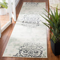 SAFAVIEH Adirondack Collection Runner Rug - 22 x 9, Ivory & Green, Floral Glam Damask Distressed Design, Non-Shedding & Easy C