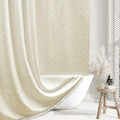Siiluminisoy Olive Green Boho Shower Curtain Woven Fabric Cute Shower Curtain, 72 X 72 Tufted Leaves Textured Striped Modern Far