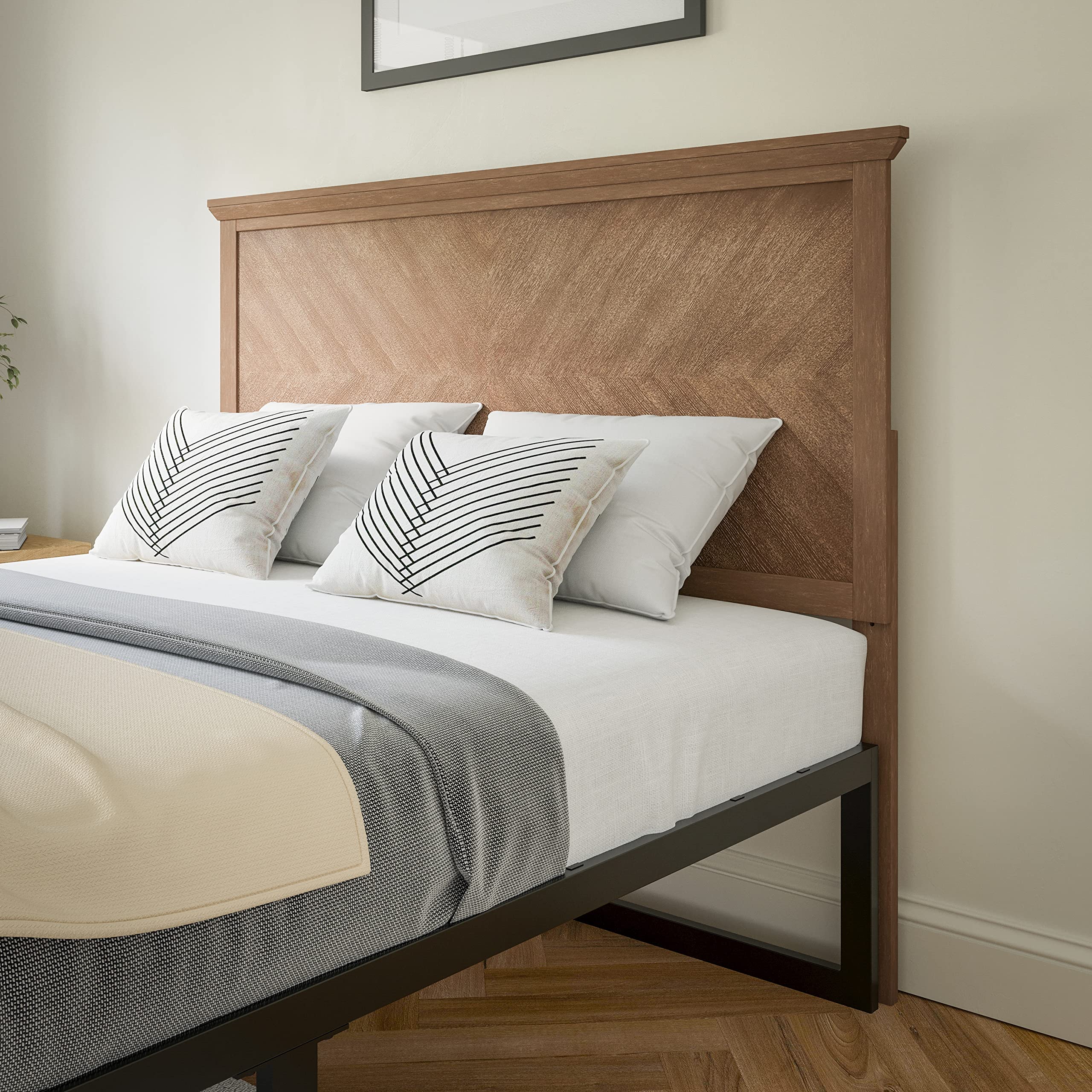 Contemporary Full Size Herringbone Pattern Headboard