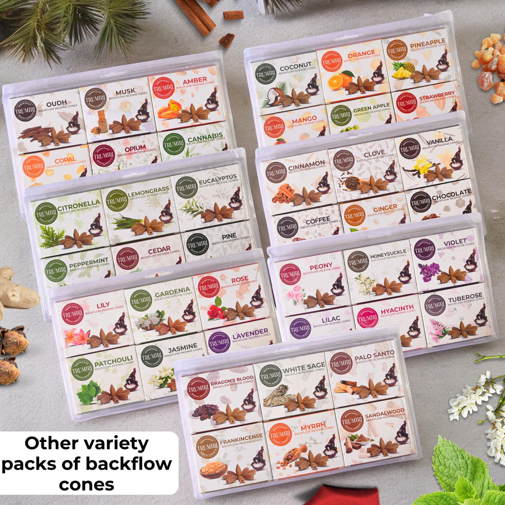 Fruity - Backflow Incense Cones For Waterfall - Scented Inscents-Cones - Pineapple, Strawberry, Coconut, Mango, Apple, Orange -